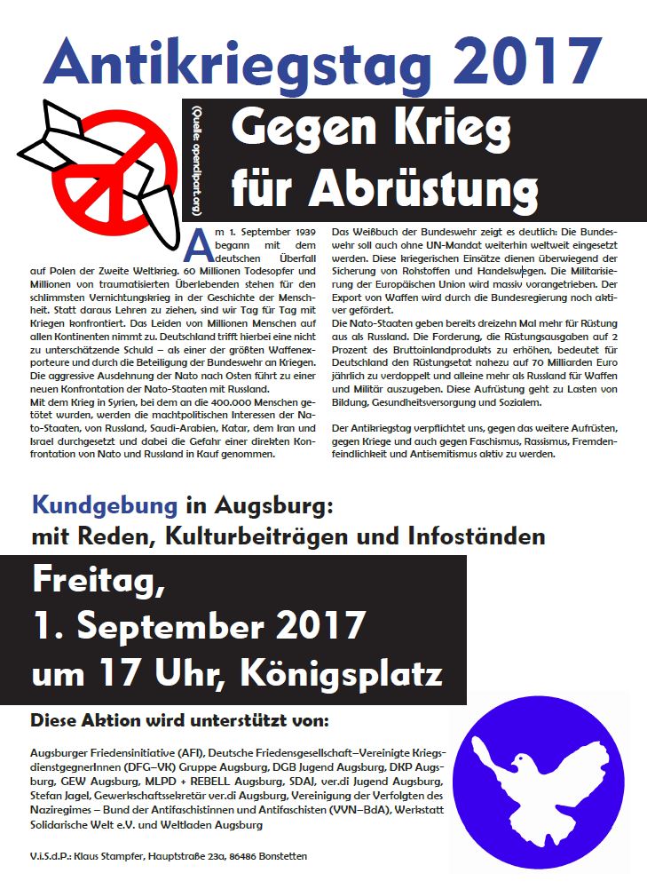 Flyer Antikriegstag 2017